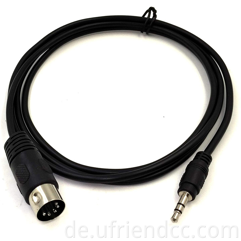 Hochwertige schwarze PVC Stereo Audio 3,5 mm Buchse bis 5 Pin DIN -Kabel